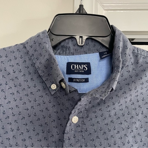 **4/$12** Chaps Men's Short Sleeve Button Down Collar Shirt w/Anchors Size Large - Picture 2 of 8
